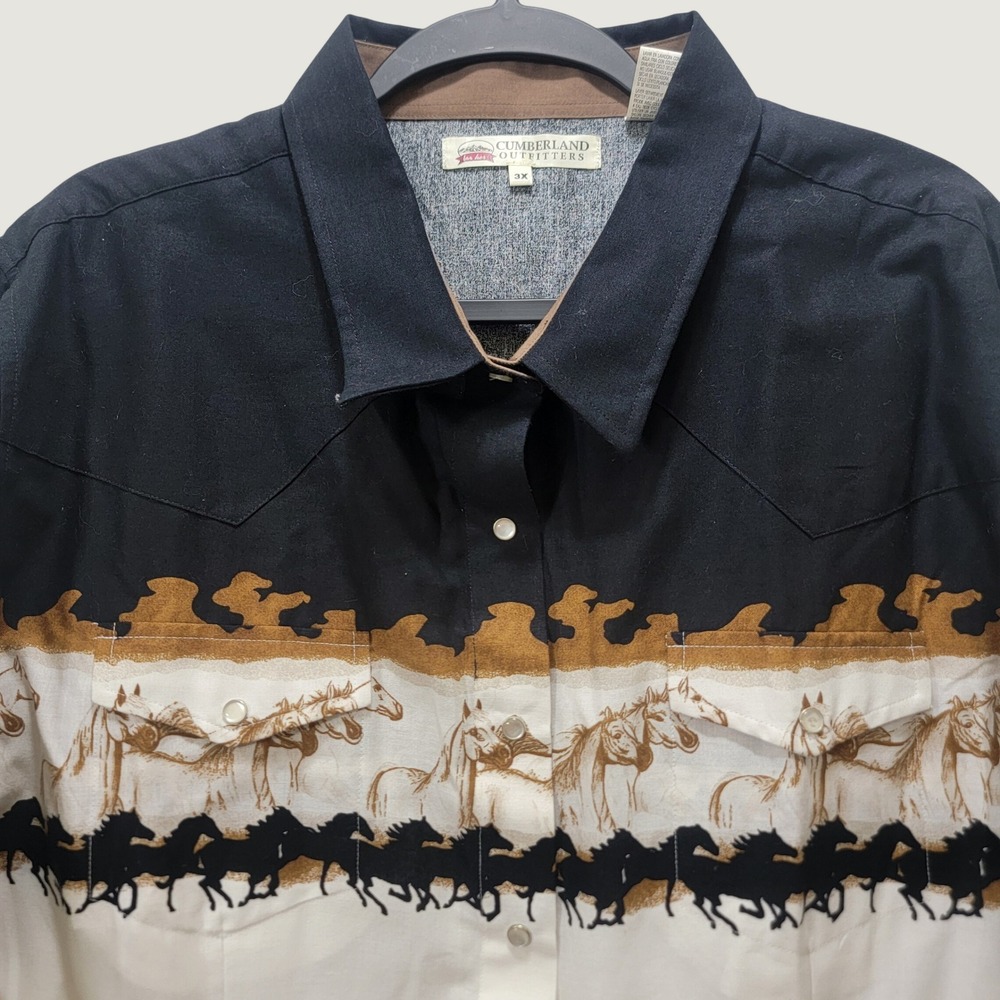 Cumberland Outfitters Western Cowboy Horse Equestrian Pearl Snap‎ Shirt Women 3X